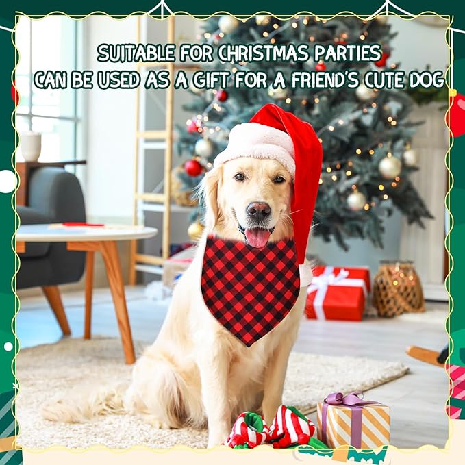 Newwiee 100 Pcs Christmas Dog Bandanas Bulk for Dogs Triangle Bibs Scarf Holiday Xmas Soft Breathable Dog Christmas Scarf Accessories for Large Dog Puppy Cat