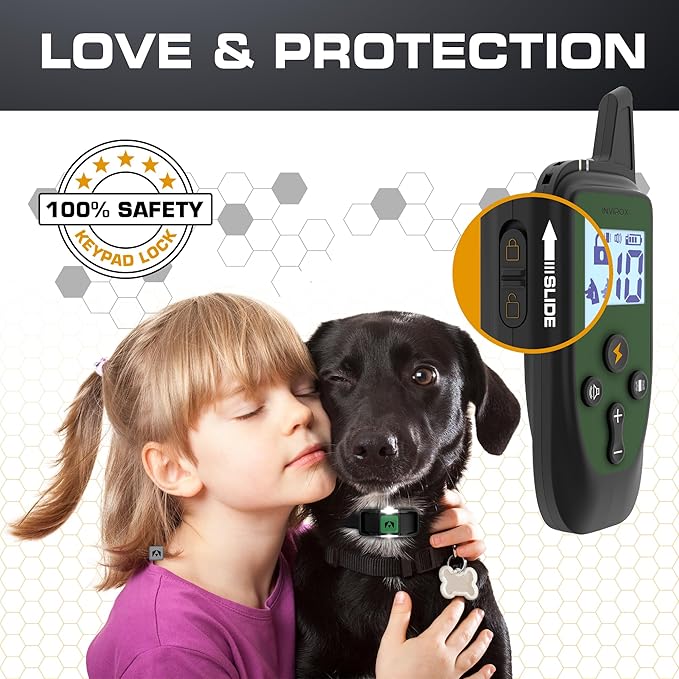 INVIROX Dog Training Collar with Remote, 1100 Yard Range, 124 Levels of Control, Beep, Vibration & E-Stim Modes, IP67 Waterproof E Collar for Dogs, Silicone, Spark K9
