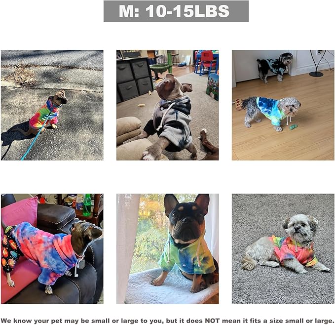 Mklhgty Tie Dye Dog Hoodie, Winter Coat for Small Dogs - Ultra-Soft Adjustable Warm Hood, Breathable Comfort Fabric for Daily Use