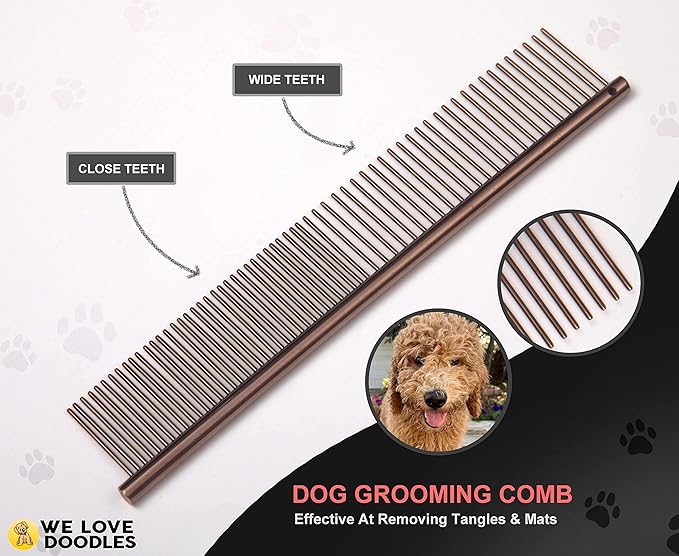 Dog Grooming Scissors Kit - Best Tools For Goldendoodles, Poodles & Doodles - Straight, Curved & Thinning Shears - Golden Doodle Grooming Kit - Professional Grade Steel, 4 Pc Set [We Love Doodles]