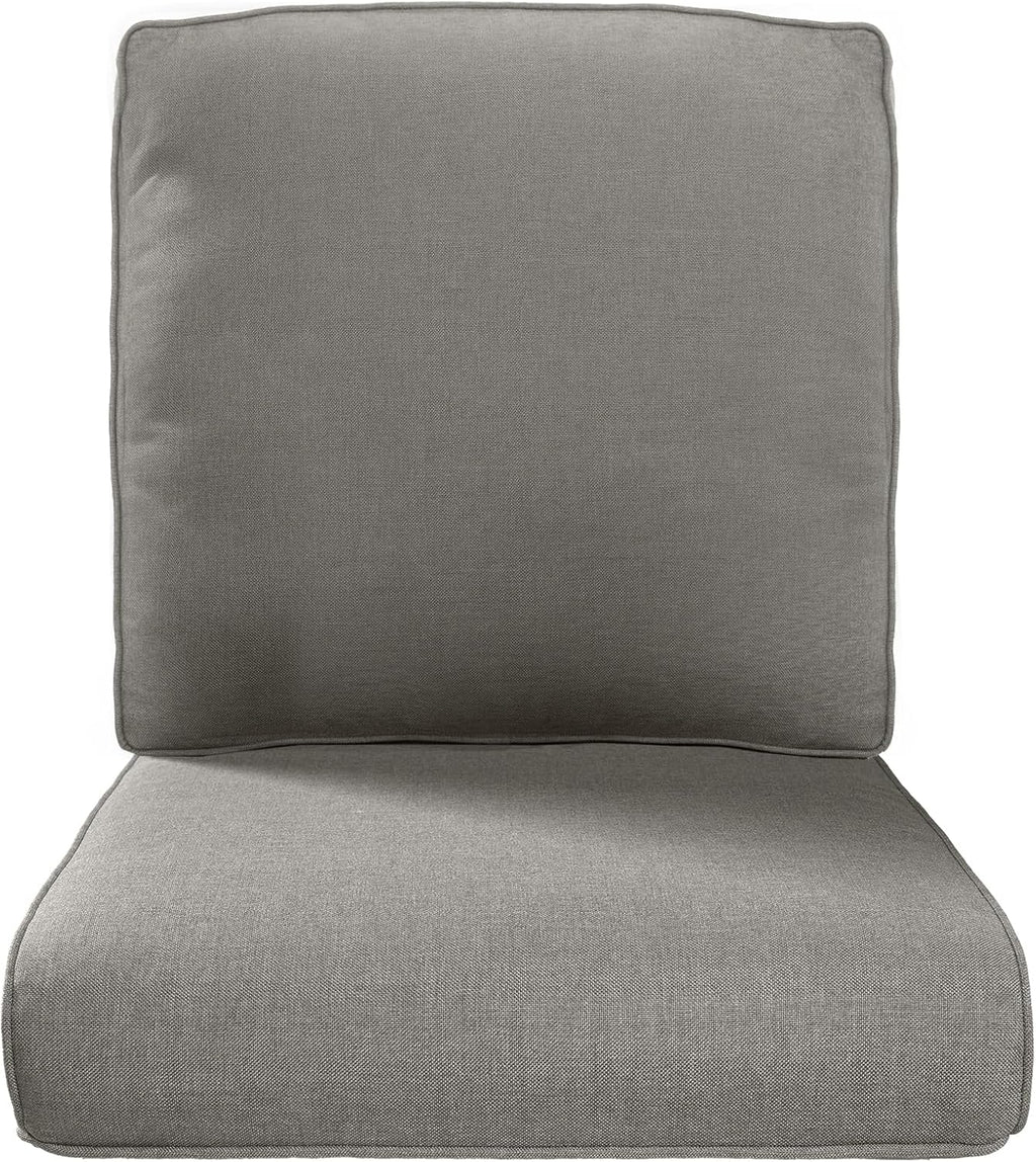 Pop 22x25/22x24 Outdoor Replacement Cushions - 1 Set High Back Deep Seat Patio Furniture Cushion for Rattan Dining Swivel Rocking Chairs Rattan Loveseat Couch Sectional Sofa - Grey/Classic