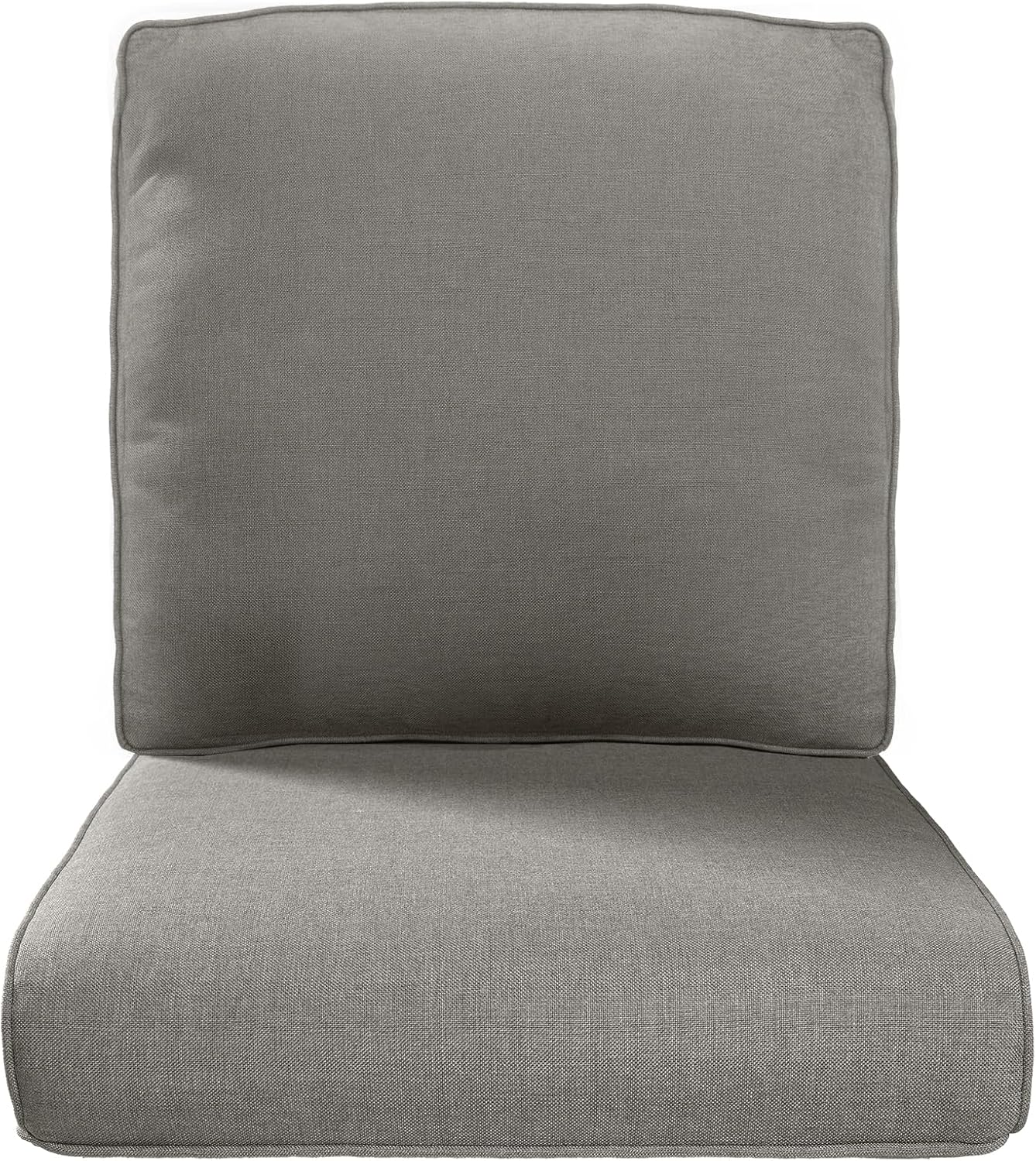 Pop 22x25/22x24 Outdoor Replacement Cushions - 1 Set High Back Deep Seat Patio Furniture Cushion for Rattan Dining Swivel Rocking Chairs Rattan Loveseat Couch Sectional Sofa - Grey/Classic