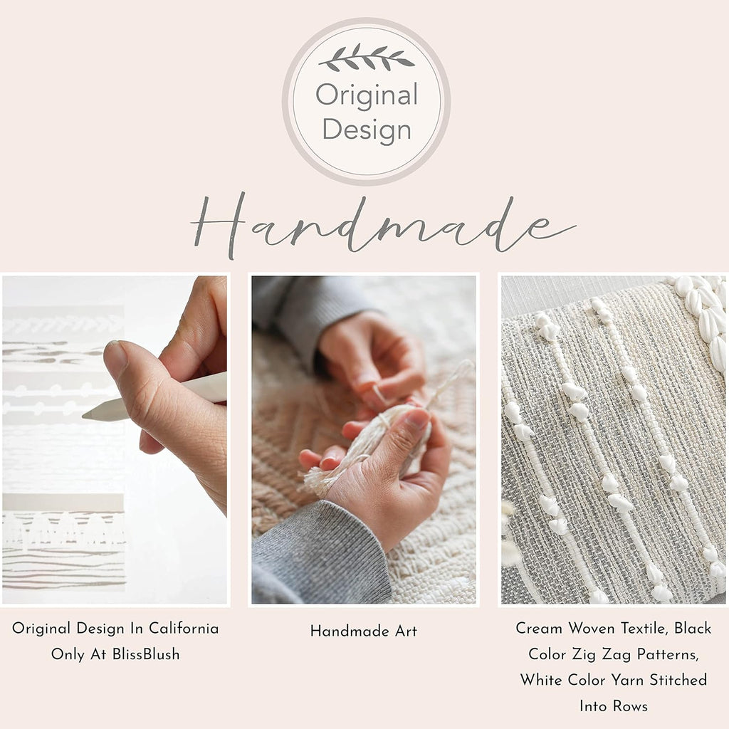 BlissBlush Gray Decorative Lumbar Pillow Cover 14x36, Boho Long Throw Pillow for Bed, Accent Lumbar Throw Pillow Case, Modern Farmhouse Textured Lumbar Cushion (Cover ONLY)