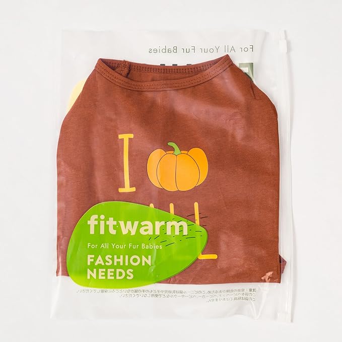 Fitwarm I Love Fall Dog Shirt, Thanksgiving Outfit for Small Dogs Boy Girl, Pet Clothes, Brown, Orange, Yellow, Large