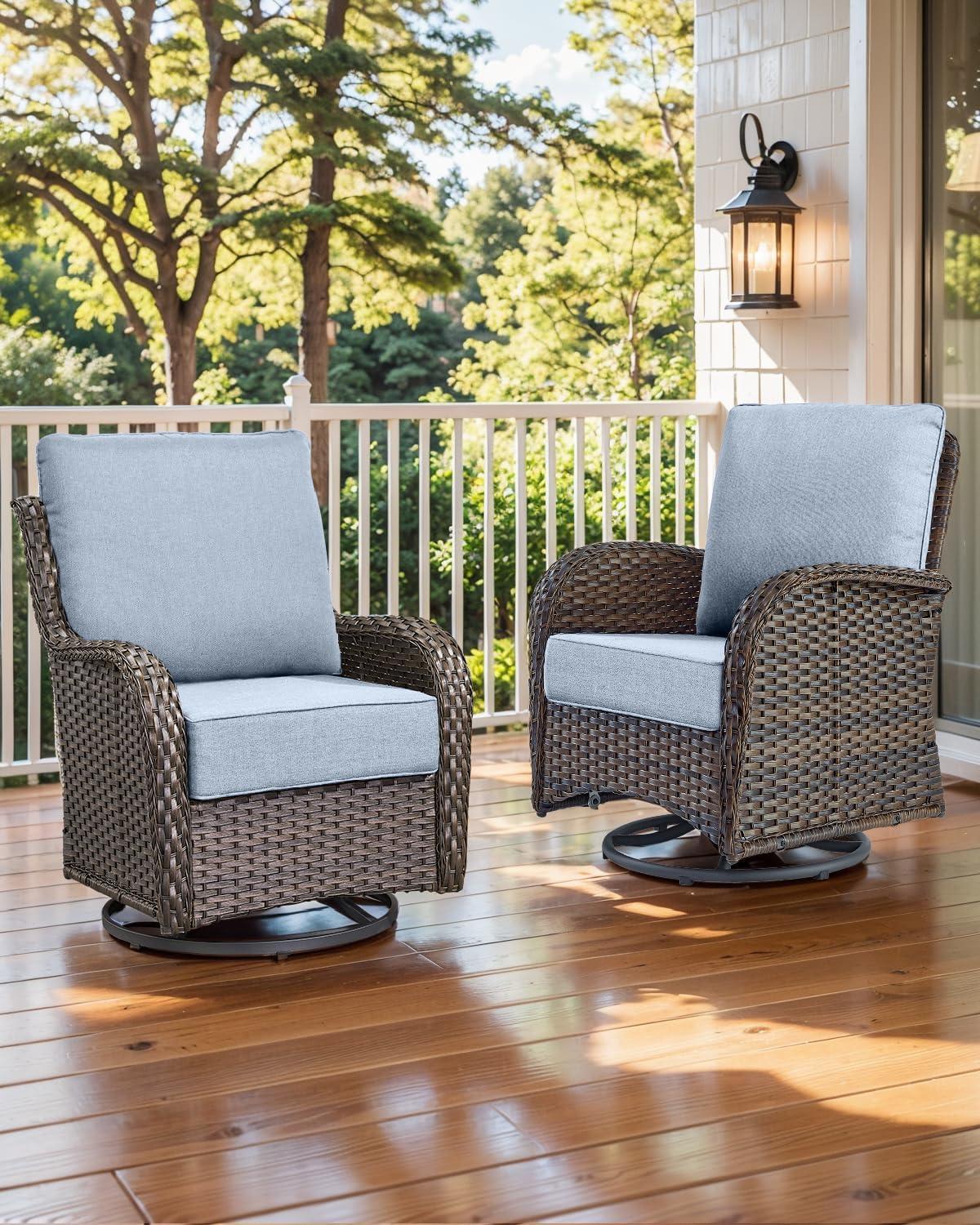 Luxury 22x24/22x25 6-Inch Outdoor Cushions - Water Resistant 1 Set Zippered Patio Chair Cushion for Wicker Dining Rocking Swivel Chairs Loveseat Couch Sectional Sofa - Baby Blue