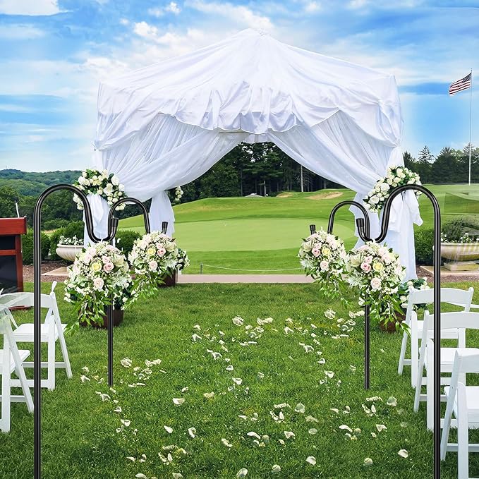 Shepherd Hooks for Outdoor, 2 Pack 62 Inch Bird Feeder Pole with 5 Prongs Base for Hanging Lantern, Hummingbird Feeder, Lightweight Plant, Shepherds Hook for Bird Feeders for Outside