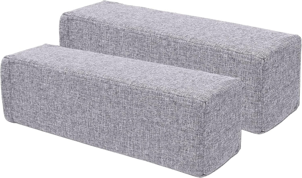 2 Pack Couch Arm Rest Pillow, 6''x6''x20'' Linen Cover, High Density Foam Armrest Cushion, Removable & Washable Elbow Support for Sofa, Bed, and Armchair (Grey)