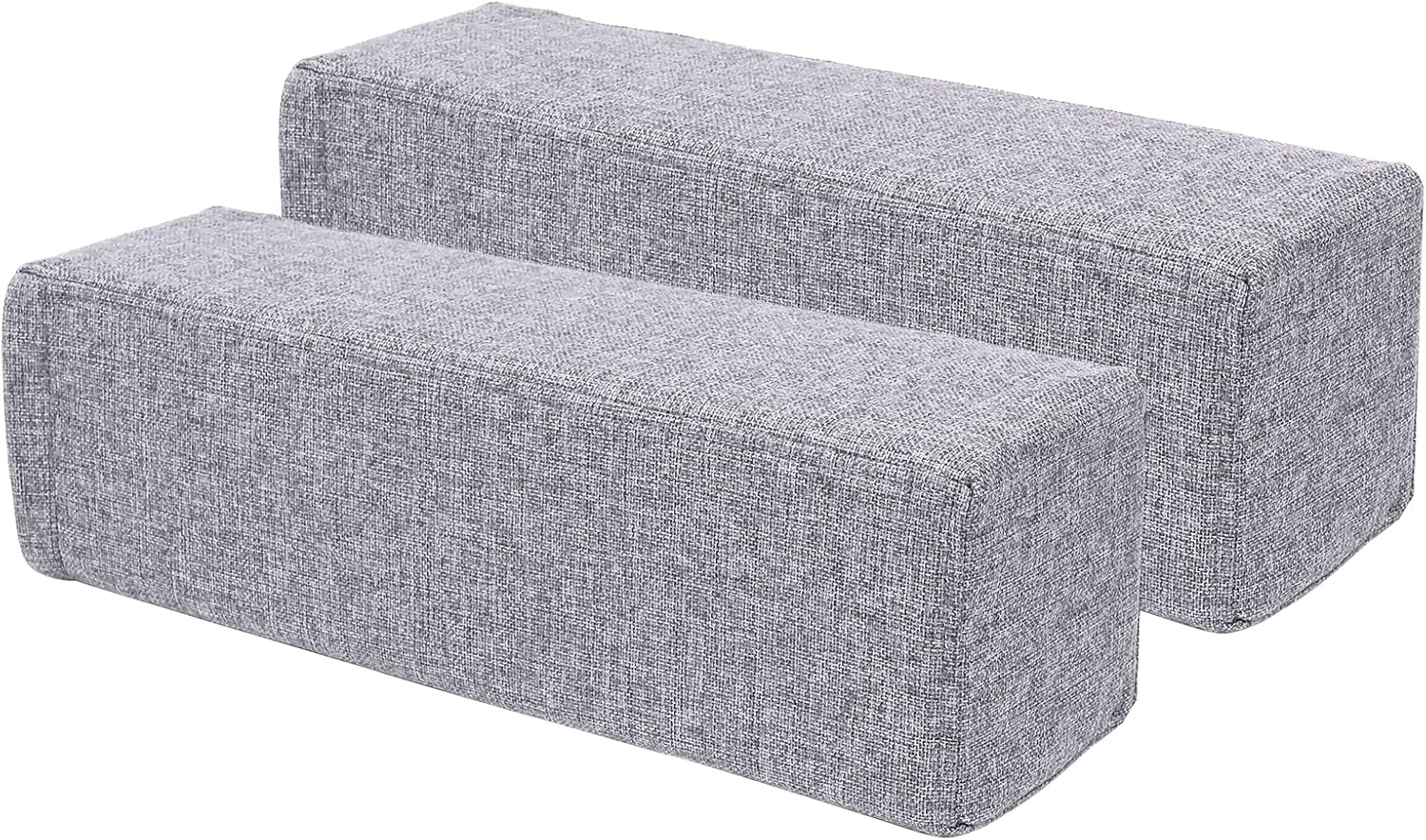 2 Pack Couch Arm Rest Pillow, 6''x6''x20'' Linen Cover, High Density Foam Armrest Cushion, Removable & Washable Elbow Support for Sofa, Bed, and Armchair (Grey)