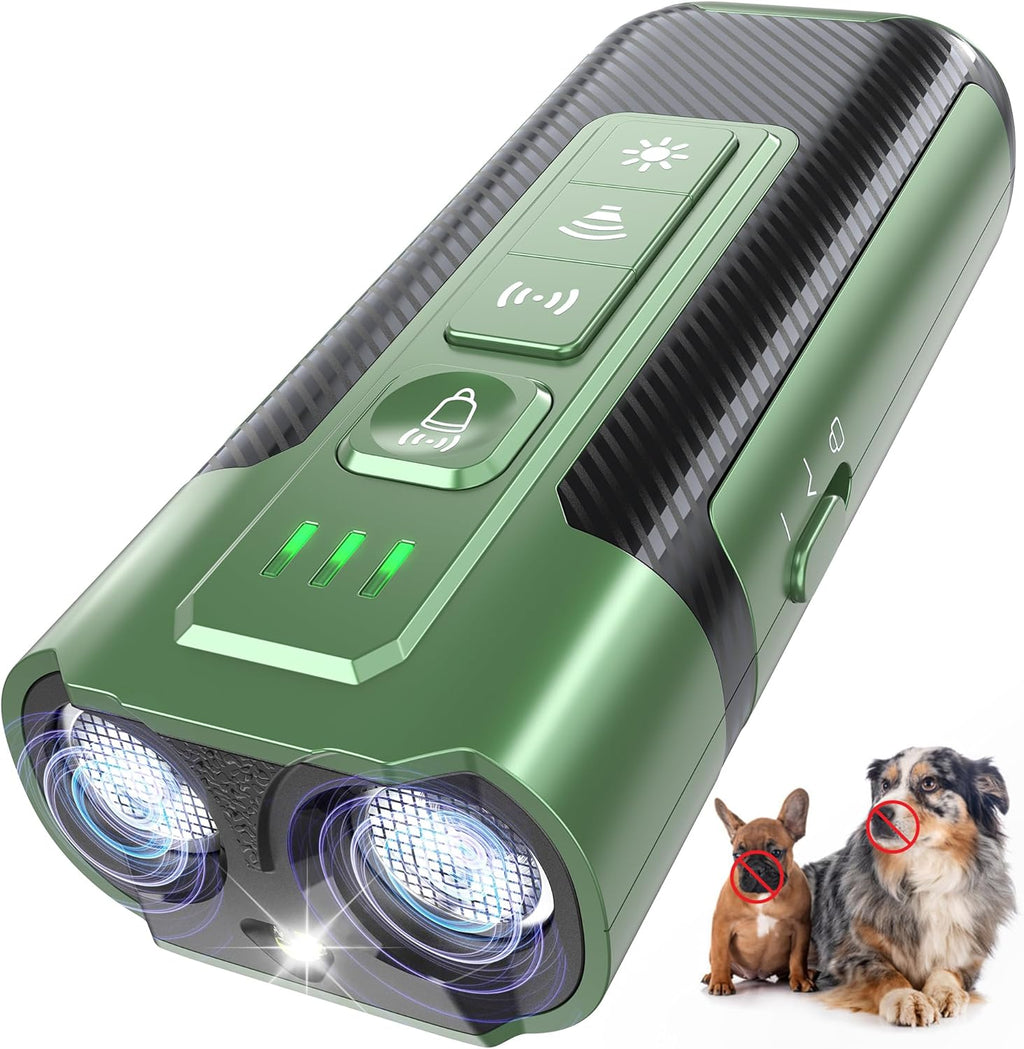 Dog Bark Deterrent Devices-Ultrasonic Anti Barking Device for Dogs with 50ft Range, Rechargeable No Barking Device for Own or Neighbor's Dogs, Portable Safe for Dogs/Humans | Indoor/Outdoor Use-Green