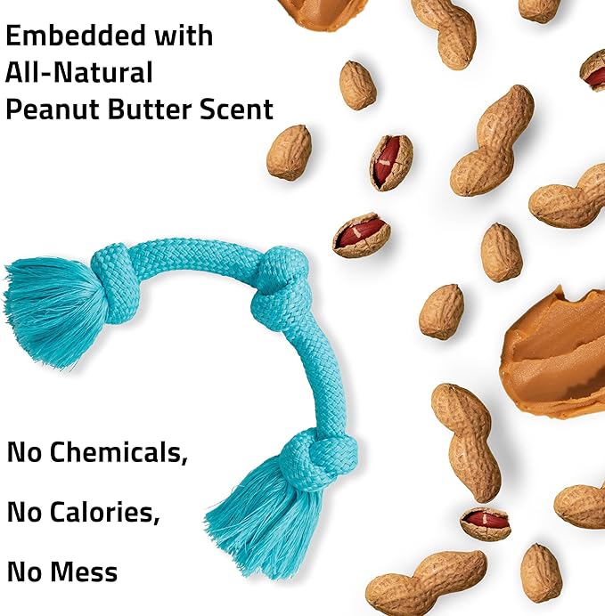Playology Dog Toys | Dri-Tech Rope Toy Tug of War Rope for Aggressive Chewers (Value 2-Pack) | Medium Peanut Butter/Beef Scented Toys - Easy to Clean and Made from Non Toxic Materials
