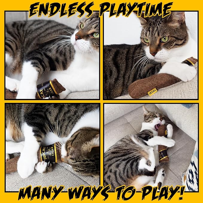 Cat Toy Grenade TNT and Cigar, Cat Toys for Indoor Cats, Kitten Toys, Catnip Toys for Cats of All Breeds, Action Themed Fun for Kicking, Biting, Chewing (Grenade, TNT, & Cigar, 3-Pack)