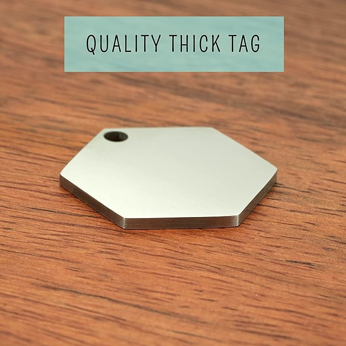 Ultra Joys Personalized Dog and Cat Tags - Stainless Steel, Hexagon Mountain Design, Silver Small, Custom Engraving Front and Back