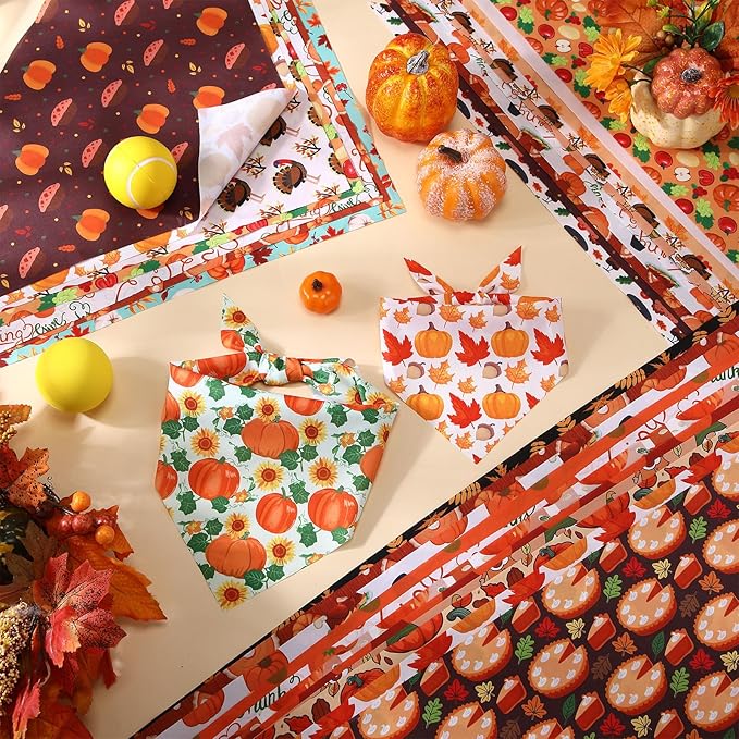 100 Pcs Thanksgiving Fall Dog Bandanas Bulk 3 Sizes Dog Washable Bandana Adjustable Washable Autumn Scarf for Thanksgiving Holiday Small Medium Large Pet Supplies