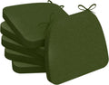 AAAAAcessories D-Shaped Chair Cushions, 2" Thick Dining Chair Pads with Ties and Removable, Machine-Washable Cover, 17" x 16", Set of 6, Dark Olive Green