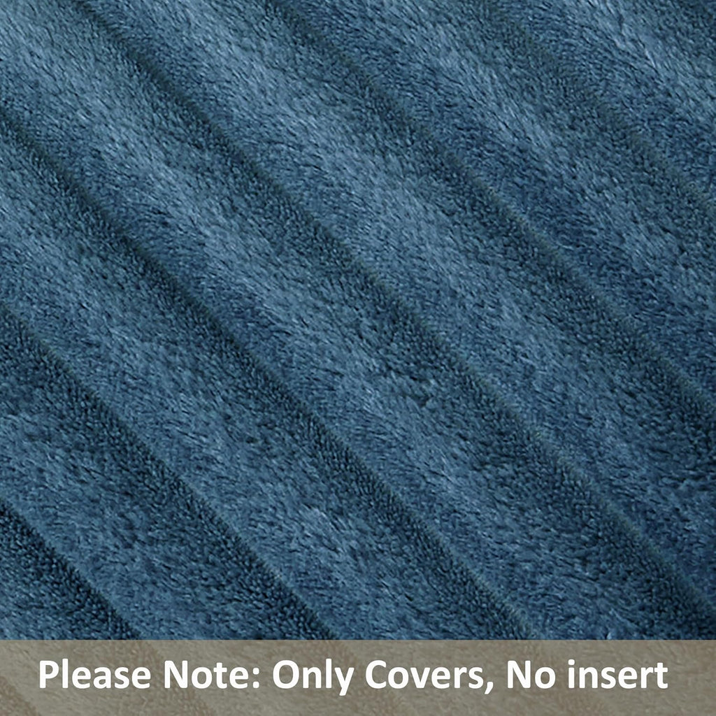 Kevin Textile Soft Plush 12x20 Inch Lumbar Pillow Cover 1 Pack, Luxury Fluffy Faux Fur Striped Flannel Rectangle Cushion Case for Couch Sofa Chair Bed Home Decor, Blue