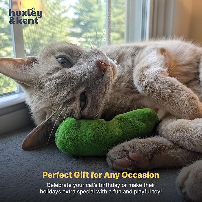 Huxley & Kent Plush Cat Toy - Interactive Catnip Toy for Cats & Kittens - Soft with Crinkle & Catnip - Fun Indoor Play - Pickle