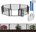 ADAVIN Garden Fencing 24 Inch High, Low Threshold Gate, 8 Panels Total 19.7 Ft(L), Temporary Fences for Dogs Outdoor, Fencing for Garden Beds, Black Metal Decorative Flowers Fence, Rabbit Fence