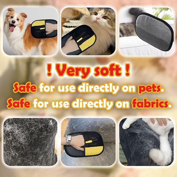 Pet Hair Removal Glove ，Powerful Electrostatic Pet Hair Remover for Cat Dog Hair，Washable and Reusable Cat Dog Hair Removal Gloves for Clothes Bed Sheets Sofas at Climbing Frames (1psc)