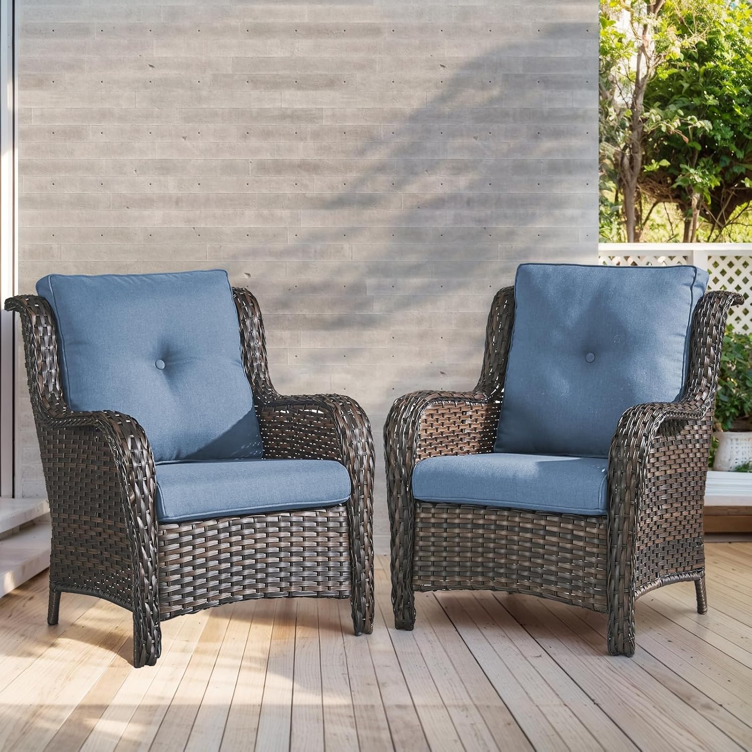 Outdoor Chair Cushions-Patio Chair Cushions Set of 2 with Removable Cover 22 X 25 Inch Outdoor Cushions for Patio Furniture Chair Sofa Couch-Sky Blue