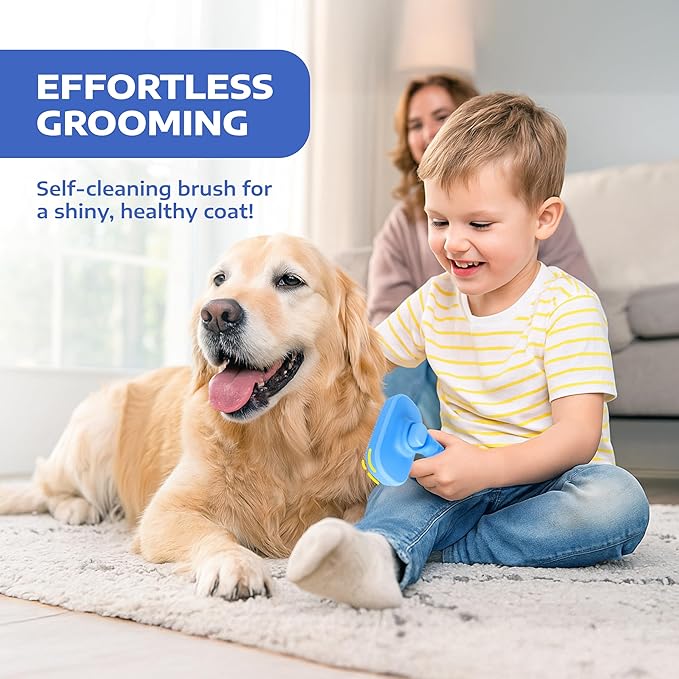 Hertzko Self Cleaning Slicker Brush for Cats & Dogs – Grooming Tool for Shedding Long & Short Hair – Retractable Bristles Pet Brush – Easy-Clean Cat & Dog Deshedding – Painless Detangling - Blue