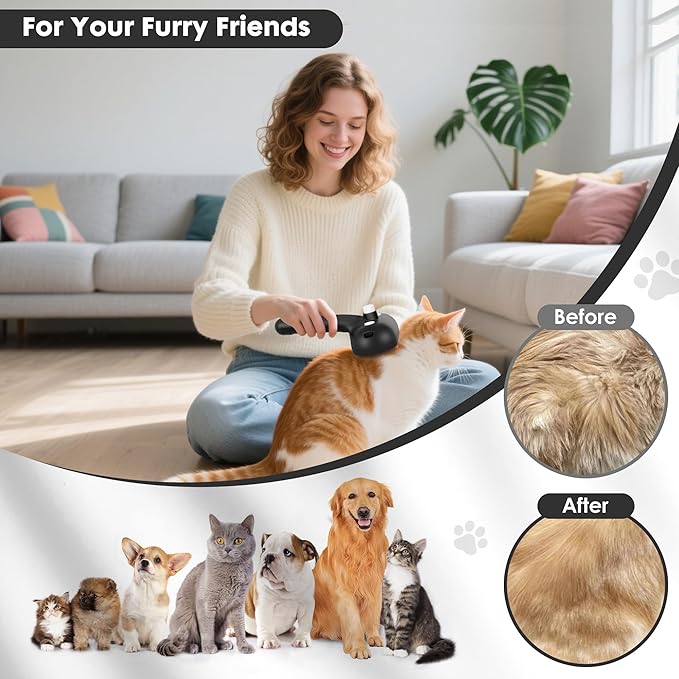 Cat Steam Brush for Grooming and Shedding for Long and Short Hair Pets Deshedding and Hair Removal tool for Dogs & Cats Self Cleaning 4 in 1 Massaging Pet Spray Spritz Defur Comb