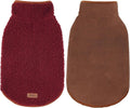 cyeollo Warm Dog Coat Fleece Sherpa Winter Sweater Coats, Turtleneck Dog Jacket Vest for Small Medium Large Dogs with Leash Hole, Soft Reversible Pet Coats for Cold Weather, Burgundy, L