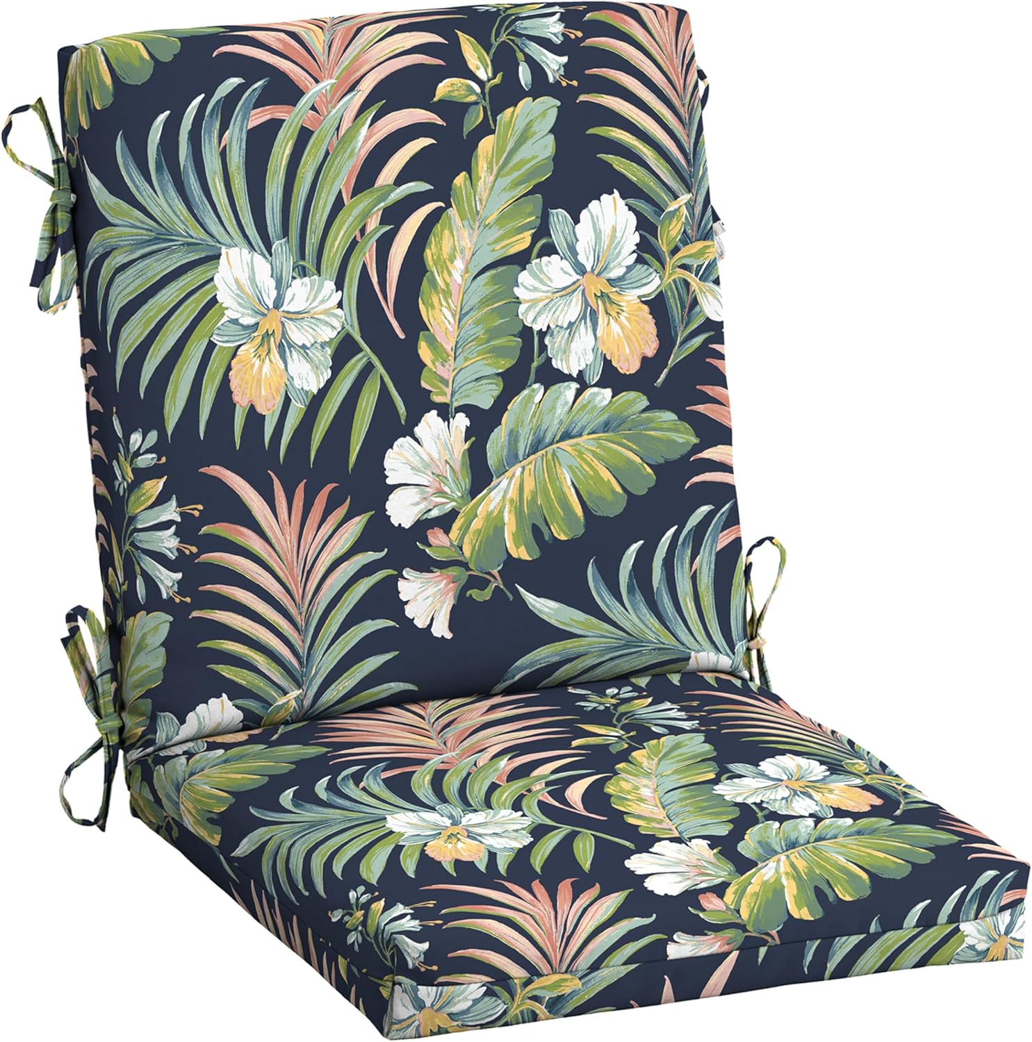 Arden Outdoor Midback Chair Cushion, 18 x 16.5, Rain-Proof, Fade Resistant Simone Blue Tropical