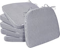 AAAAAcessories D-Shaped Chair Cushions, Featuring Ties and Removable, Machine-Washable Cover, 2'' Thick Seat Pads for Kitchen and Dining Rooms, 17'' x 16'', Set of 6, Pinstripe Dark Gray