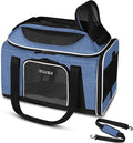 Petskd Top-Expandable Pet Carrier 18x13x9.5 Inches Southwest Airline Approved, Soft-Sided Carrier for Small Cats and Dogs with Locking Safety Zippers and Anti-Scratch Mesh(Blue)