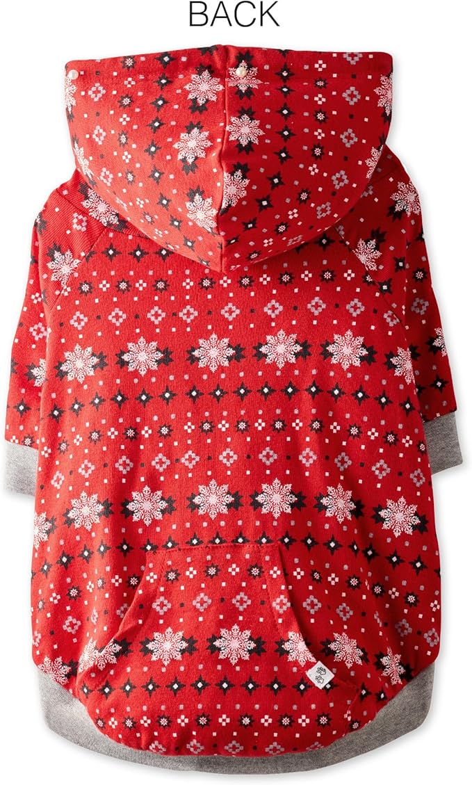 Rocky – The Orginal Lightweight Hooded TEE 100% Organic Cotton Dog Hoodie Pet Coat Sweater for Small, Medium, Large Dogs, Red Fair Isle, Small