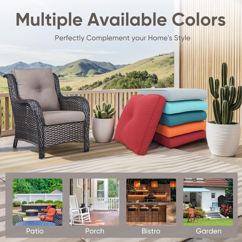 7-Piece Outdoor Patio Cushion Set - Fade & Water Resistant with Removable Olefin Cover, 22x24x4 Inch Memory Foam Cushions for Wicker Sectional Sof - Grey/Buckle