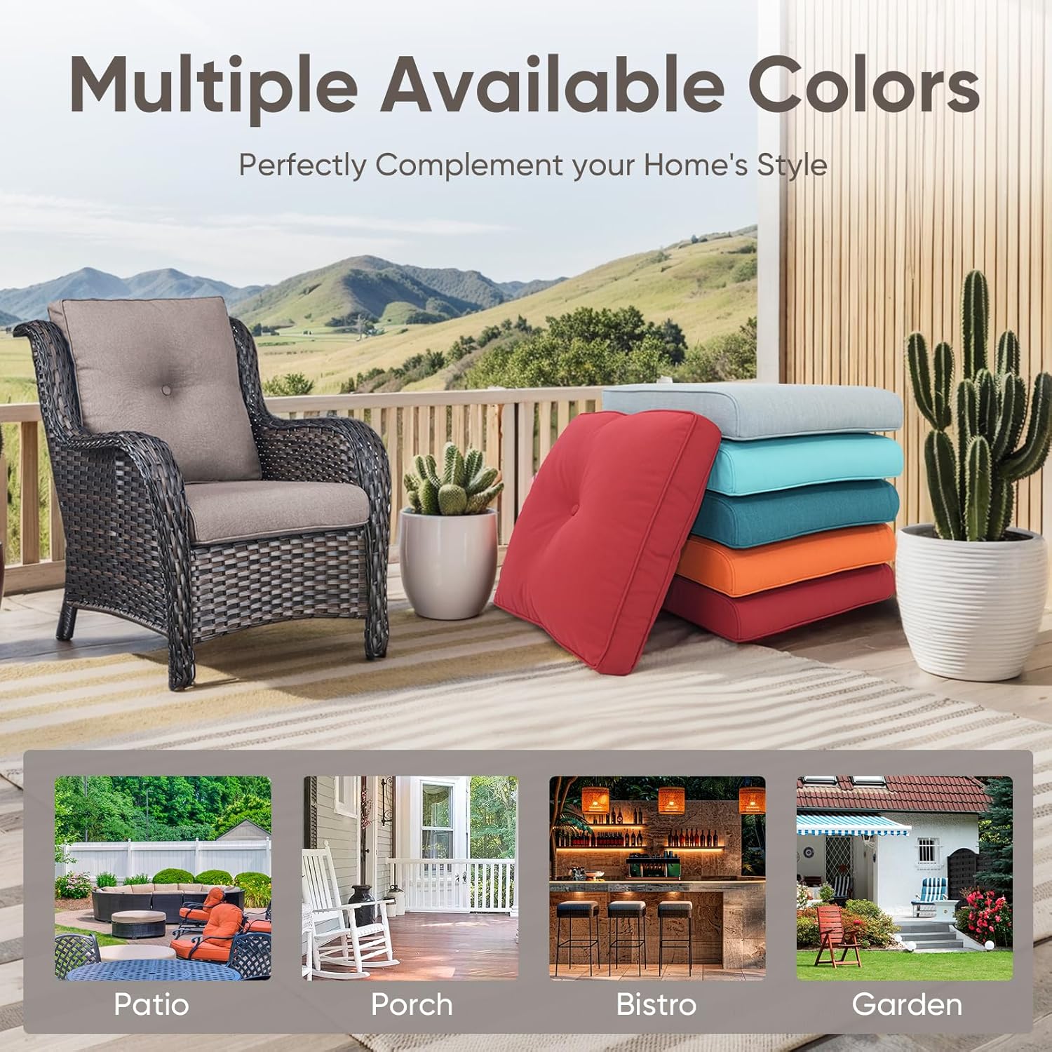 7-Piece Outdoor Patio Cushion Set - Fade & Water Resistant with Removable Olefin Cover, 22x24x4 Inch Memory Foam Cushions for Wicker Sectional Sof - Grey/Buckle