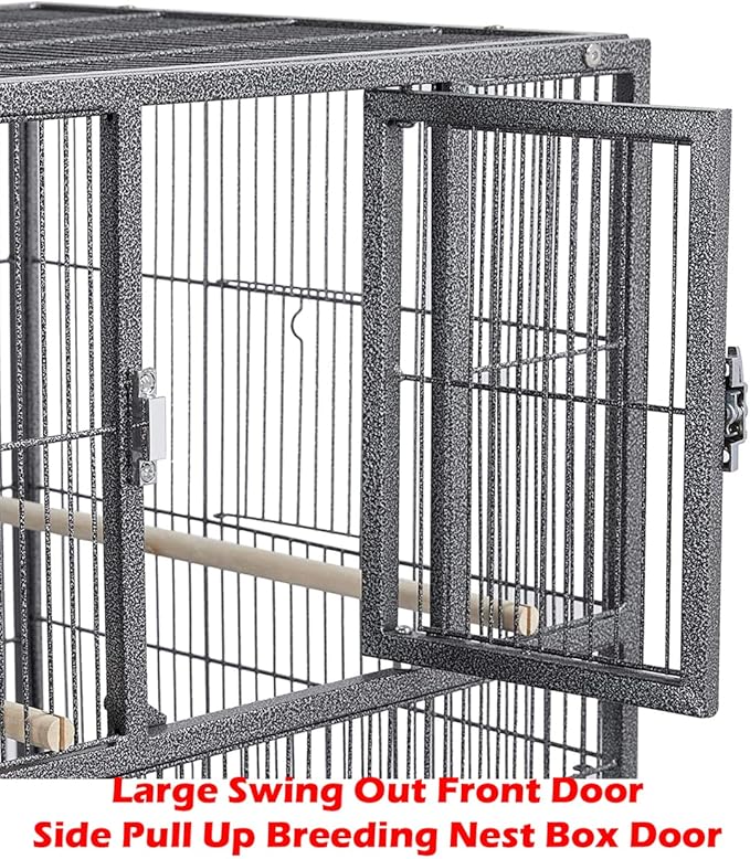 42" Stackable Center Divided Breeder Breeding Bird Flight Double Rolling Cage for Aviaries Canaries Cockatiels Lovebirds Finches Budgies Small Parrots