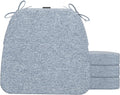 AAAAAcessories D-Shaped Chair Cushions, 2" Thick Dining Chair Pads with Ties and Removable, Machine-Washable Cover, 17" x 16", Set of 4, Light Blue