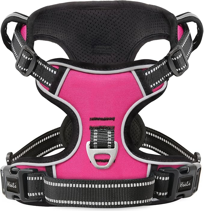 HEELE Dog Harness Dog Harness Small Dog No Pull Harness with Soft Handle Reflective Harness Adjustable, Rose, XS
