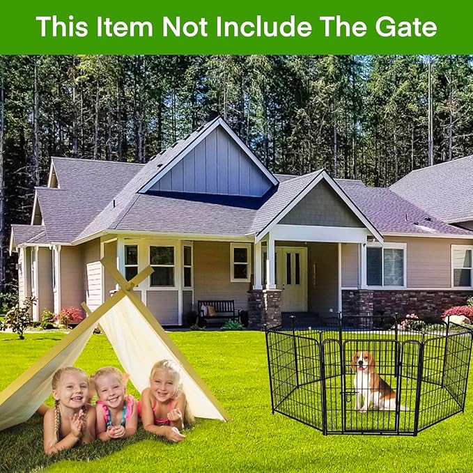 ADAVIN Tall Garden Fences and Borders for Dogs, Low Threshold Door, 48 in(H) 8 Panels Total 17.7 Ft(L) Dog Fences for The Yard, Modular Fencing, Garden Fence with Gate, Pet Fence