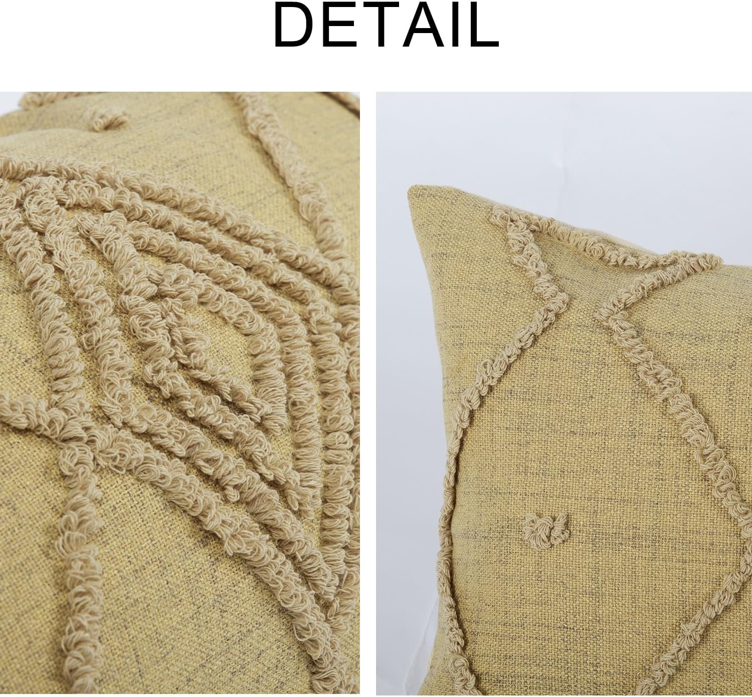 Boho Geometric Textured Lumbar Pillow Cover 12x 20, Woven Tufted Neutral Decorative Linen Pillow Cushion Case, Farmhouse Home Decor for Outdoor Couch Bedroom Car Sage Green