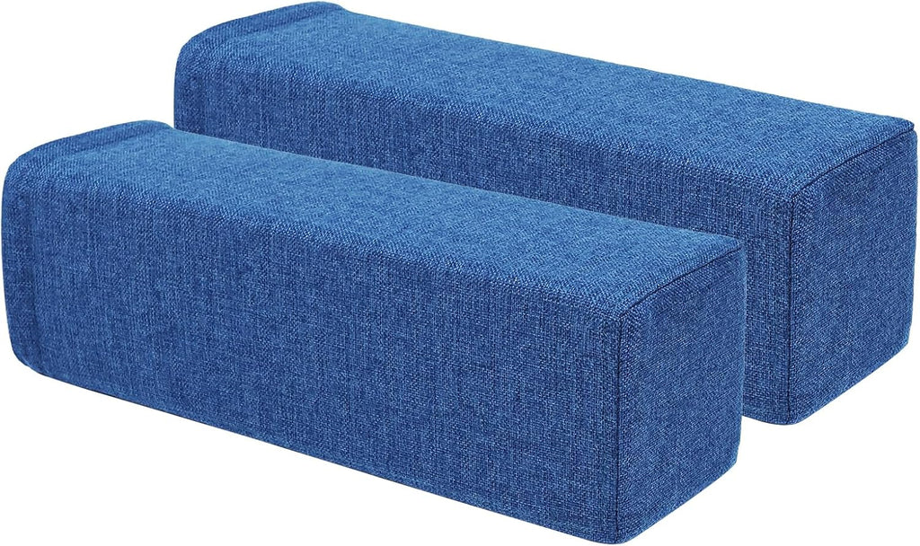 2 Pack Couch Arm Rest Pillow, 6''x6''x20'' Linen Cover, High Density Foam Armrest Cushion, Removable & Washable Elbow Support for Sofa, Bed, and Armchair (Indigo Blue)