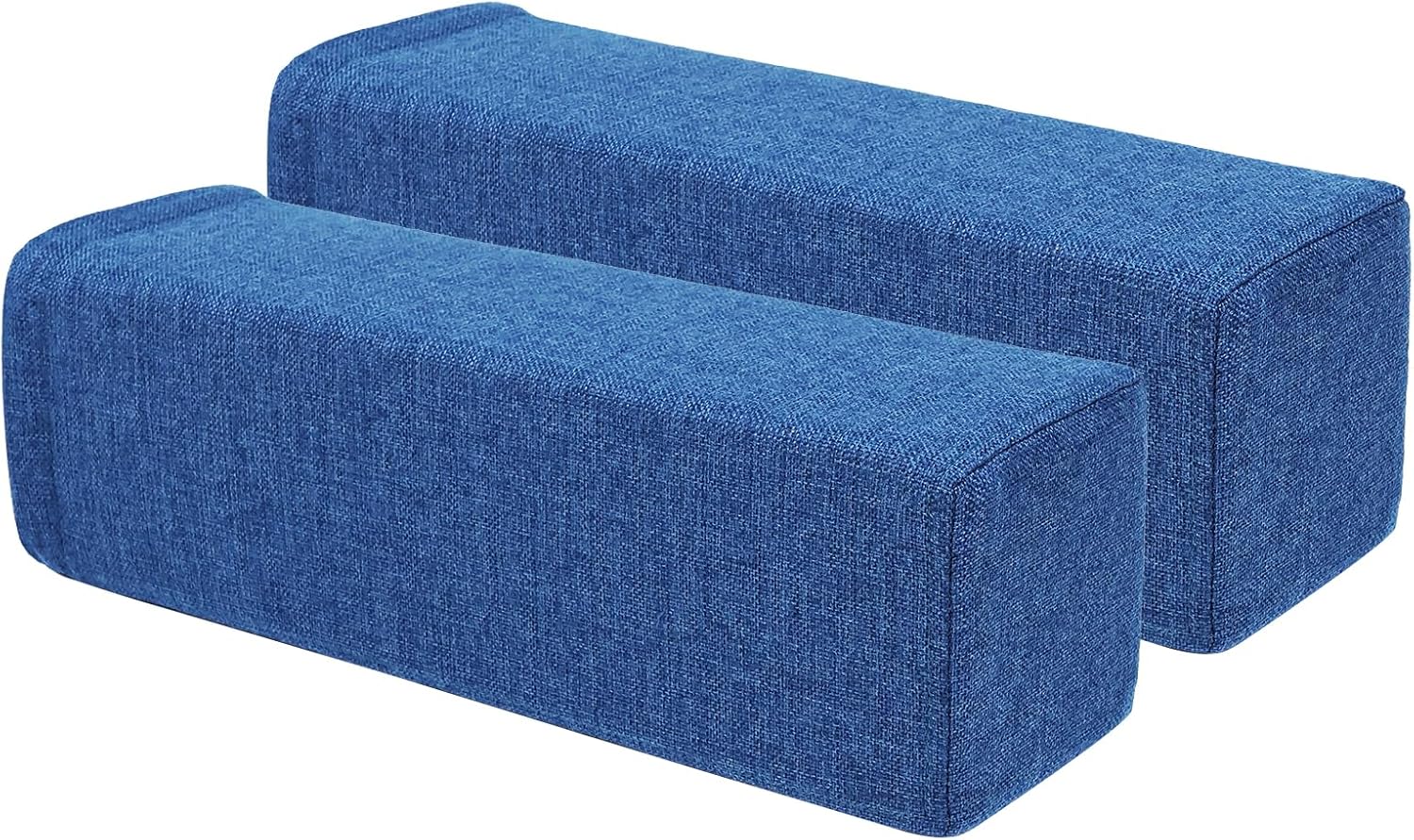 2 Pack Couch Arm Rest Pillow, 6''x6''x20'' Linen Cover, High Density Foam Armrest Cushion, Removable & Washable Elbow Support for Sofa, Bed, and Armchair (Indigo Blue)