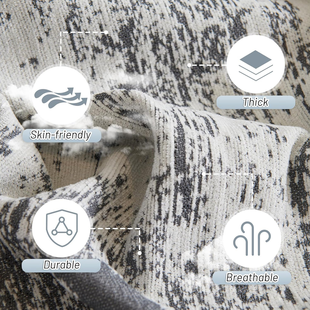 MYSKY HOME Sectional Couch Cover Deep Grey Abstract Geometric Sofa Covers for Sectional Sofa L Shape Chenille Couch Protector for Dogs Pets Couch Throw Cover Washable Durable for Home Decor, 91" X134"