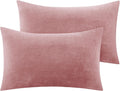 BEDELITE Flannel Pillowcases Standard Set of 2, Super Soft Fleece Pillow Case Cover with Zipper for Bedroom, Sofa, Luxury Cozy Fuzzy Velvet Pillow Shams for All Seasons(20x26 Inches, Dusty Pink)