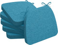 AAAAAcessories D-Shaped Chair Cushions, 2" Thick Dining Chair Pads with Ties and Removable, Machine-Washable Cover, 17" x 16", Set of 6, Teal