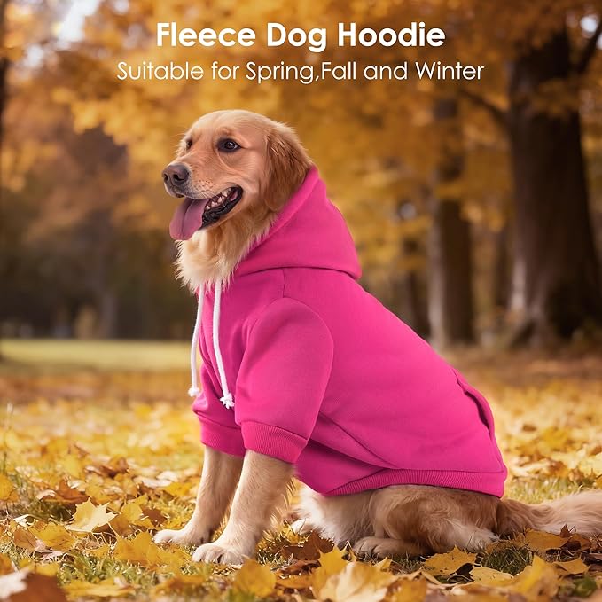 Dog Basic Hoodie Ultra-Soft Plaid Dog Clothes Cold Weather Sweaters for Medium Large Dogs Breathable Cozy Fabric Pet Coat Warm Stylish Sweatshirt with Leash Hole Pocket Dogs Jacket for Cats Boys Girls