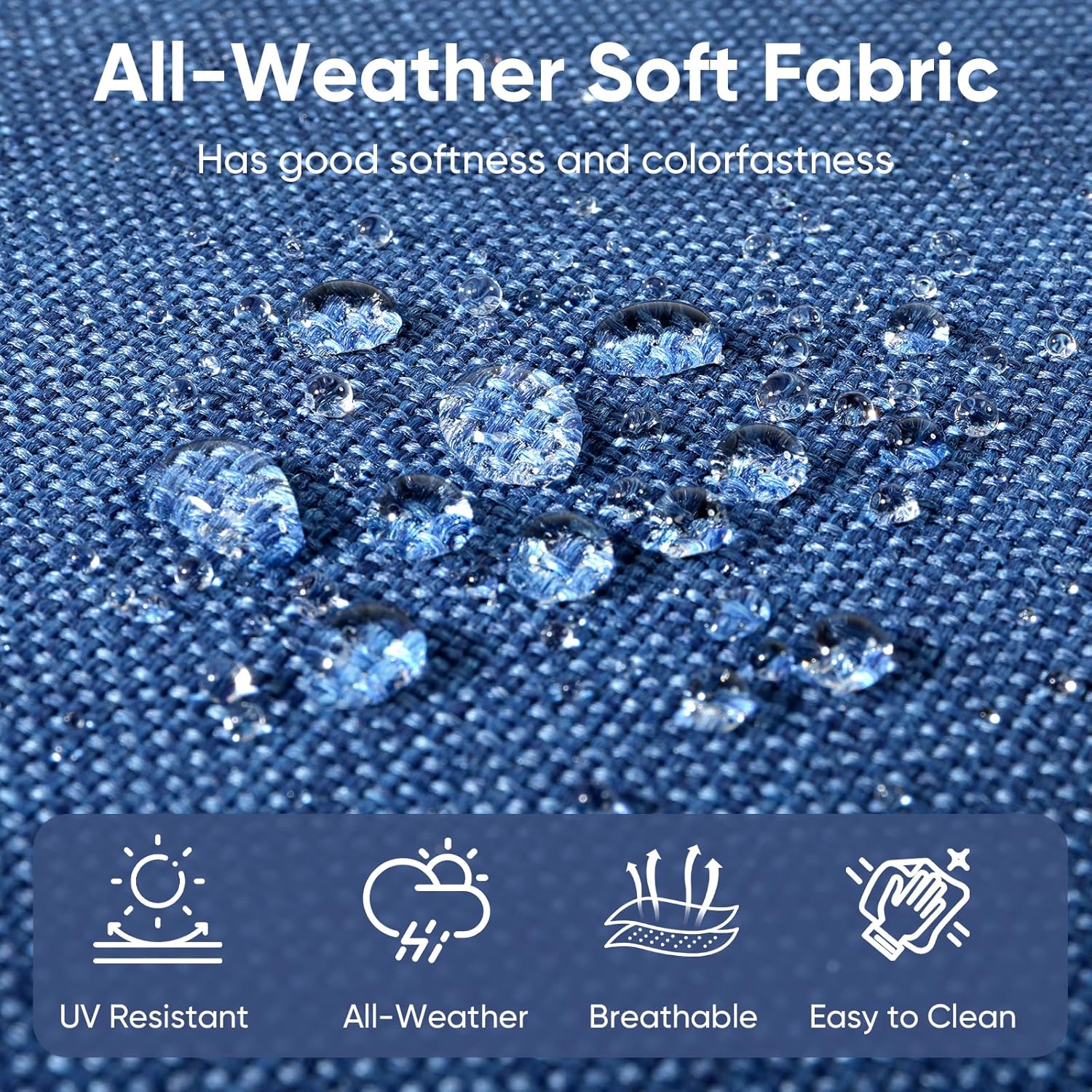 Outdoor Wicker Chair Cushions 2 Packs - Outside High Back Thick Water-Resistant Cushion 22x24 with Zipper Cover for Patio Glider Rocking Chairs Loveseat Couch – Blue/Buckle