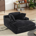 67" Chaise Lounge Chair Indoor, Cozy Oversized Fluffy Sofa with Cup Holders & Throw Pillows, Boneless Sleeper Cloud Couch for Living Room, Movie Room and Apartments, Black