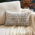 Aeckself Boho Chenille Tufted Pillow Cover 12 x 20 Inch, Rectangle Decorative Lumbar Throw Pillow Cover Neutral Pillowcase for Couch Bedroom Living Room, Brown White