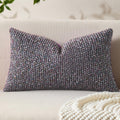 Decorative Lumbar Pillow Cover 12x20 Purple Striped Soft Wool Lumbar Throw Pillow Neutral Textured Boho Cushion Covers for Modern Farmhouse Sofa Bedroom Living Room Decor SY011-E12