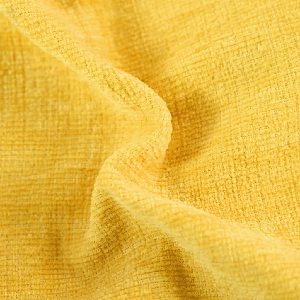CaliTime Throw Pillow Covers Decorative 16 X 16 Inches Pack of 2 Cozy Solid Dyed Soft Chenille Cushion Cases with Pom Poms for Couch Sofa Bed Living Room Home Mustard Yellow