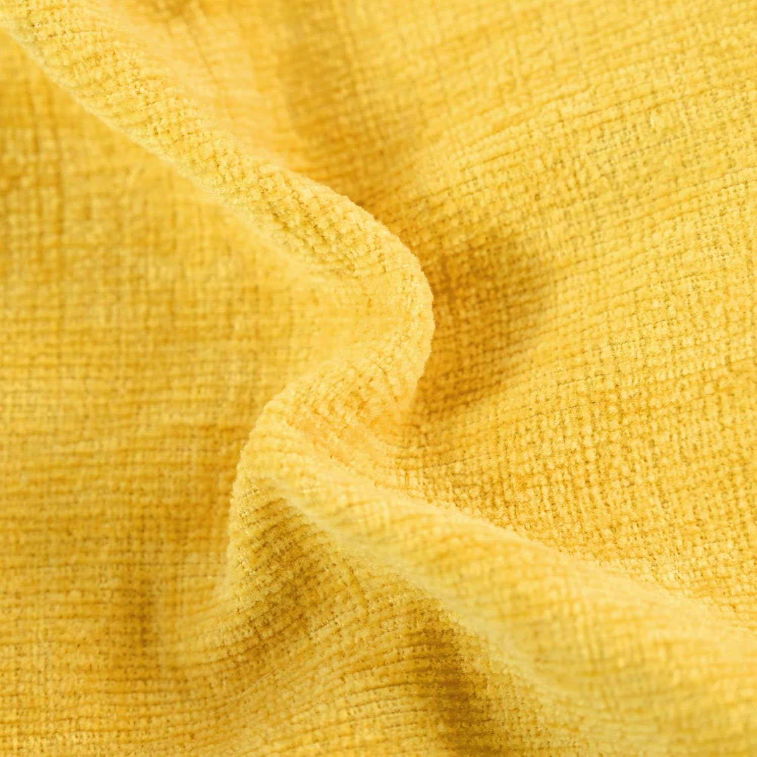 CaliTime Throw Pillow Covers Decorative 18 X 18 Inches Pack of 2 Cozy Solid Dyed Soft Chenille Cushion Cases with Pom Poms for Couch Sofa Bed Living Room Home Mustard Yellow