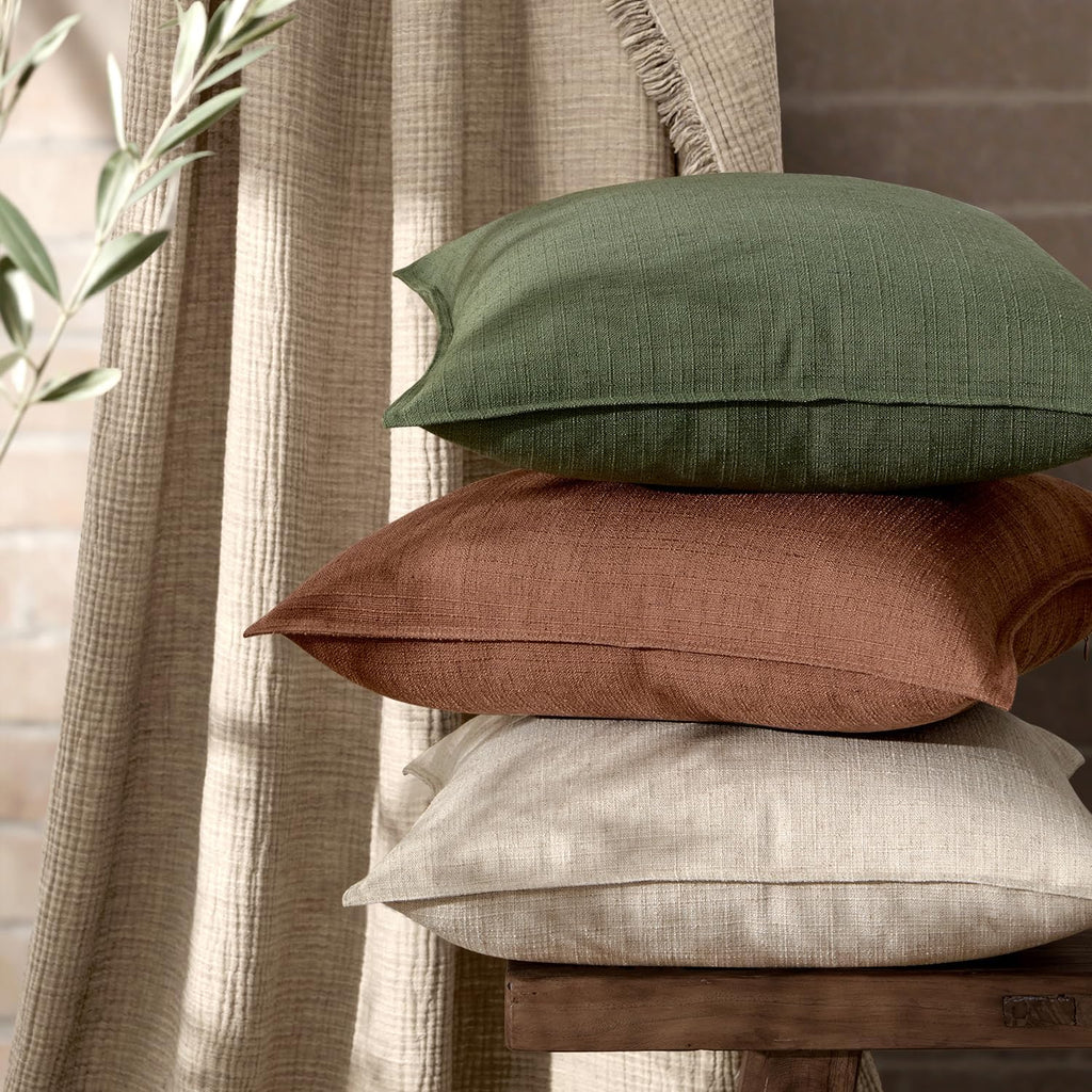 MIULEE Decorative Pillow Covers 18x18, 2 Pack Boho Farmhouse Neutral Throw Pillows for Couch, Thick Textured Modern Linen Cushion Cases Sofa Bed Living Room Home Decor, Natural Linen